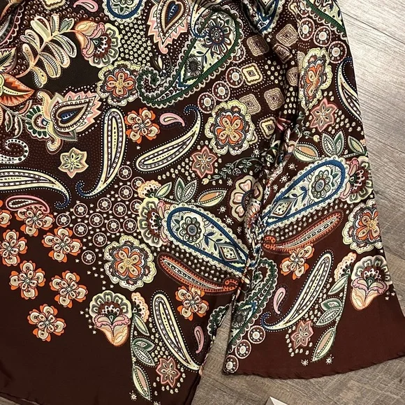 Nasty Gal Brien Paisley Print boho mini shift Dress with bell sleeves size 6 - Picture 11 of 13
